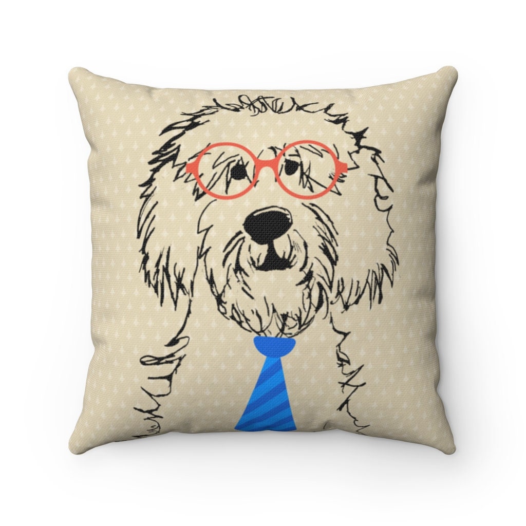 Smart Boy Doodle Dog Pillow - Dog Lover Gift, Goldendoodle Mama,Labradoodle, Aussiedoodle, Bernedoodle Fun gift,Spun Polyester Squ