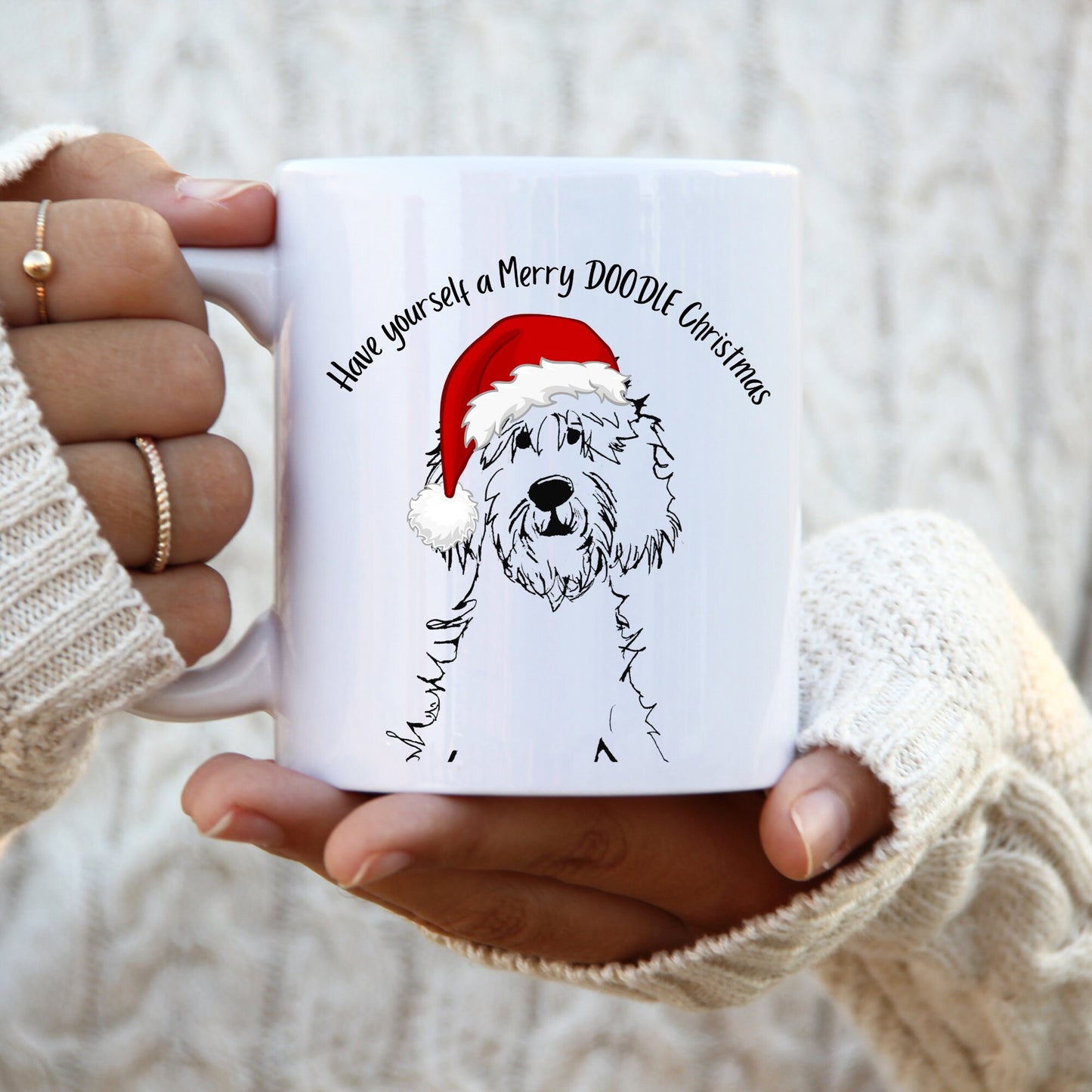 Merry Doodle Christmas Mug - Goldendoodle Mom, Dog Lover Gift, Labradoodle, Aussiedoodle, Bernedoodle, Ceramic Coffee and Tea  Mug