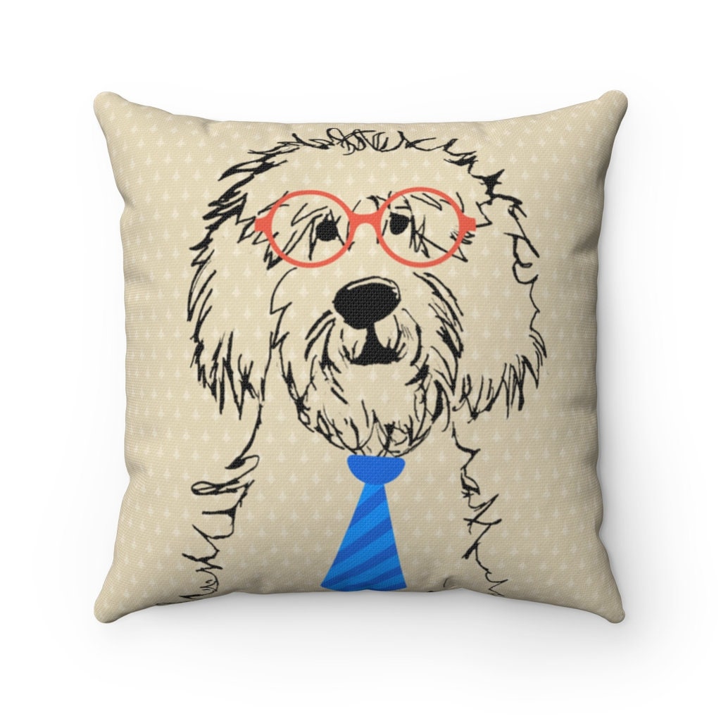 Smart Boy Doodle Dog Pillow - Dog Lover Gift, Goldendoodle Mama,Labradoodle, Aussiedoodle, Bernedoodle Fun gift,Spun Polyester Squ