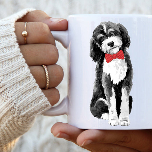 Bernedoodle Coffee Mug - Dog Lover Gift, Bernedoodle Mom, Bernedoodle Mama, Bernedoodle Dad, Doodle Gift, White Ceramic Mug 11oz