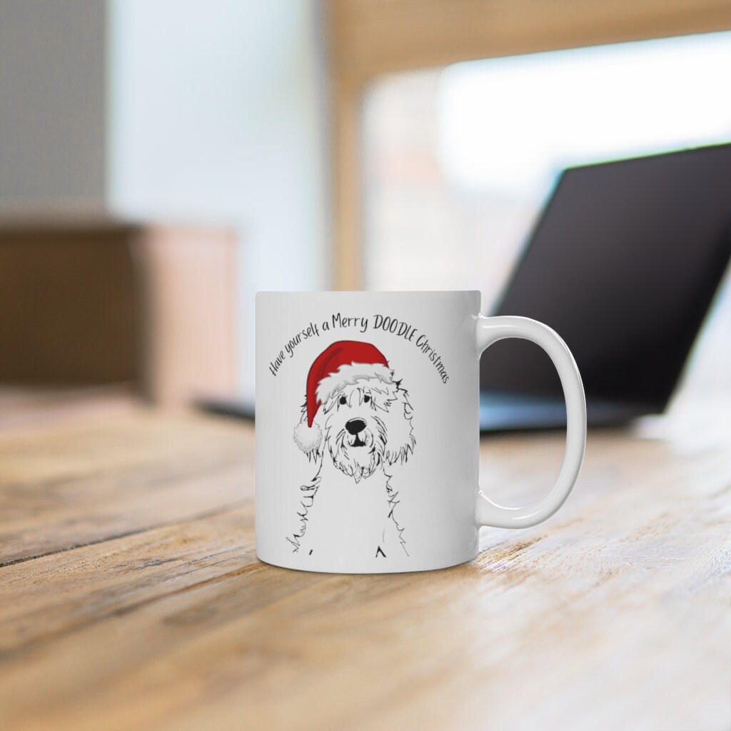 Merry Doodle Christmas Mug - Goldendoodle Mom, Dog Lover Gift, Labradoodle, Aussiedoodle, Bernedoodle, Ceramic Coffee and Tea  Mug