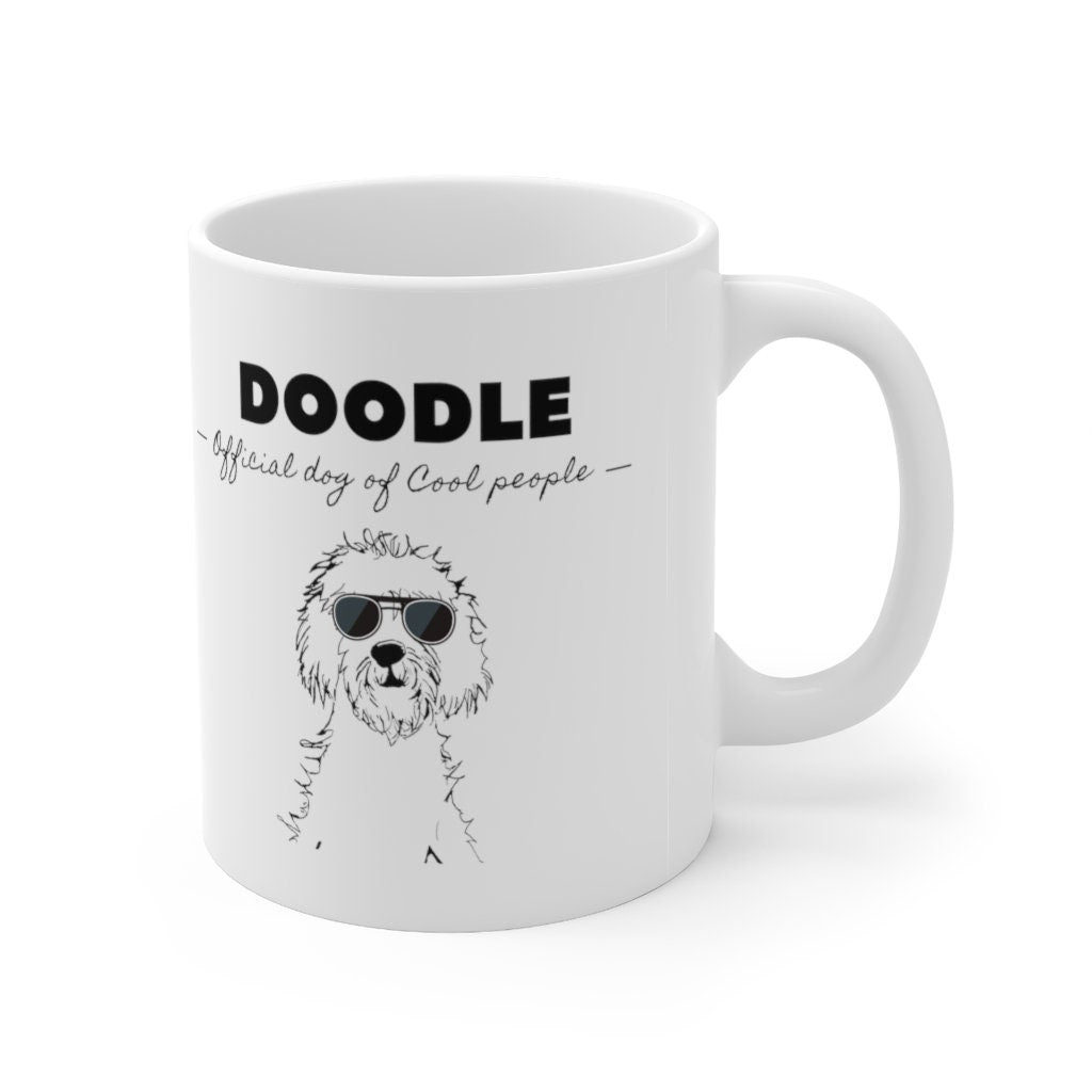 Doodle - Official Dog Of Cool People Mug -Doodle Lover Gift, Doodle Mom, Doodle Dad, Fun Gift Idea, White Ceramic Coffee Mug 11oz