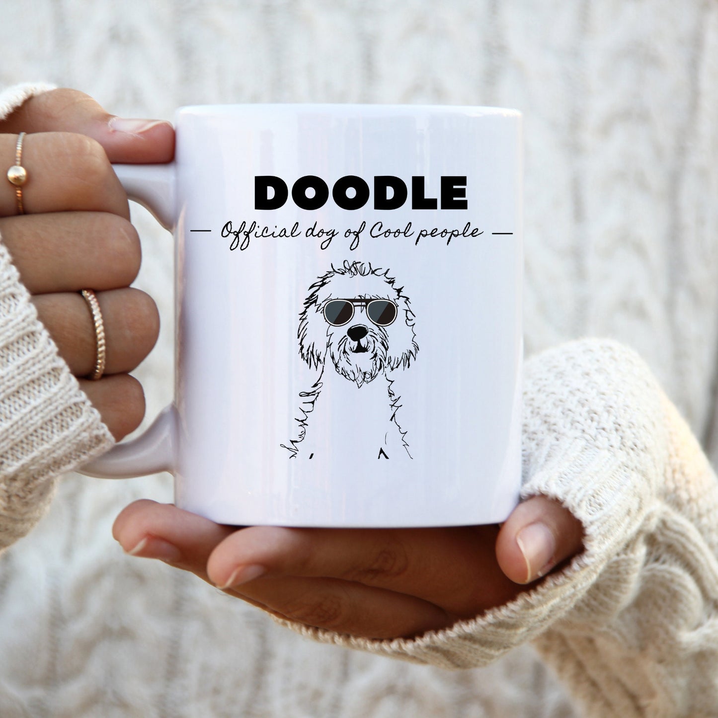 Doodle - Official Dog Of Cool People Mug -Doodle Lover Gift, Doodle Mom, Doodle Dad, Fun Gift Idea, White Ceramic Coffee Mug 11oz