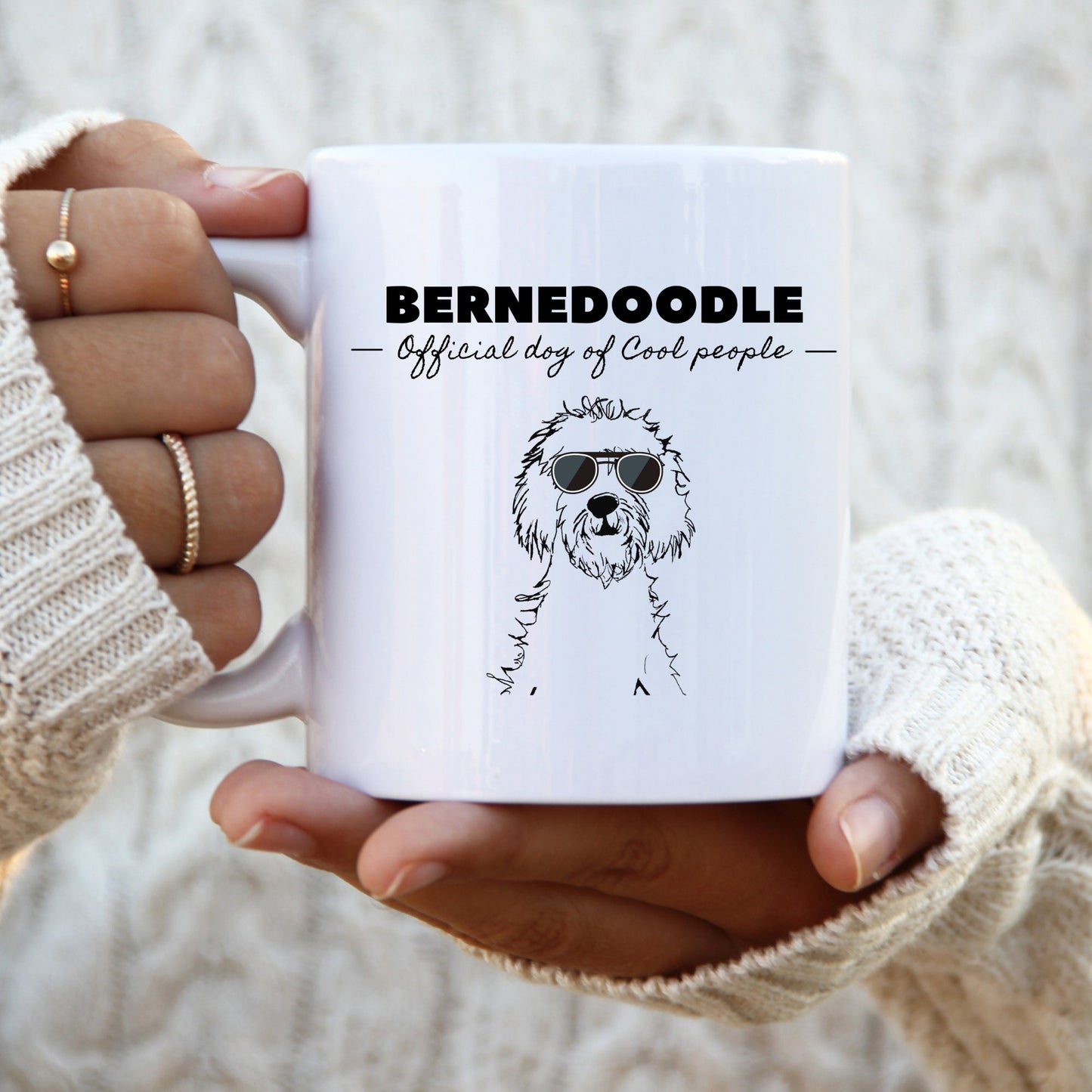 Bernedoodle Gift - Official Dog Of Cool People Mug -Bernedoodle Lover, Doodle Mom, Doodle Dad, Fun Gift Idea, White Ceramic Coffee