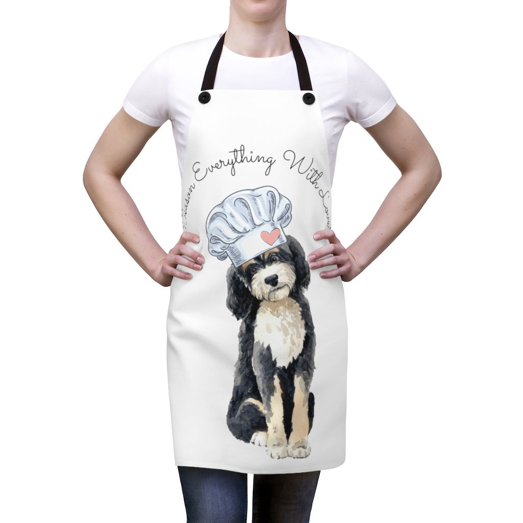 Doodle Dog Apron - Cooking Baking Apron For Doodle Mom, Kitchen Chef Gifts -Bernedoodle Gift Ideas, Bernadoodle Gift