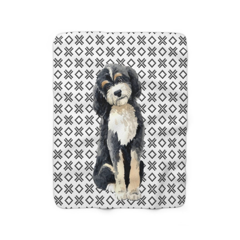 Bernedoodle Fleece Blanket - Bernedoodle Mom Gift, Dog Lover Blanket, Doodle Lover Gift Idea, Bernedoodle Mama