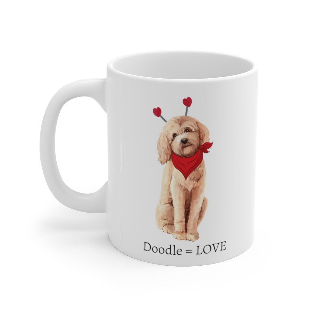 Doodle Dog Valentine Mug - Doodle Equals Love, Goldendoodle Mom, Doodle Lover Gift