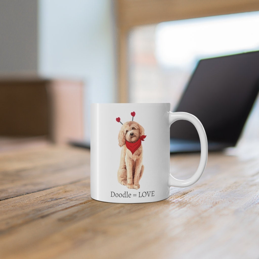 Doodle Dog Valentine Mug - Doodle Equals Love, Goldendoodle Mom, Doodle Lover Gift