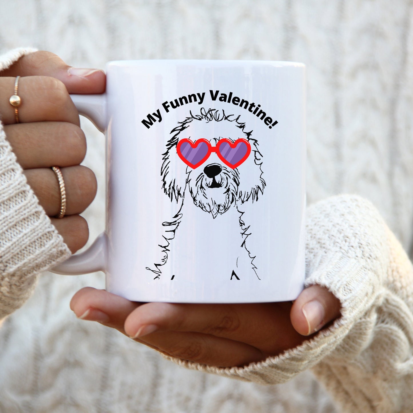 My Funny Valentine Doodle Dog Mug - Doodle Mug, Goldendoodle Mug, Doodle Lover Gift, Doodle Mom -Fun Dog Gift White Ceramic Mug 11