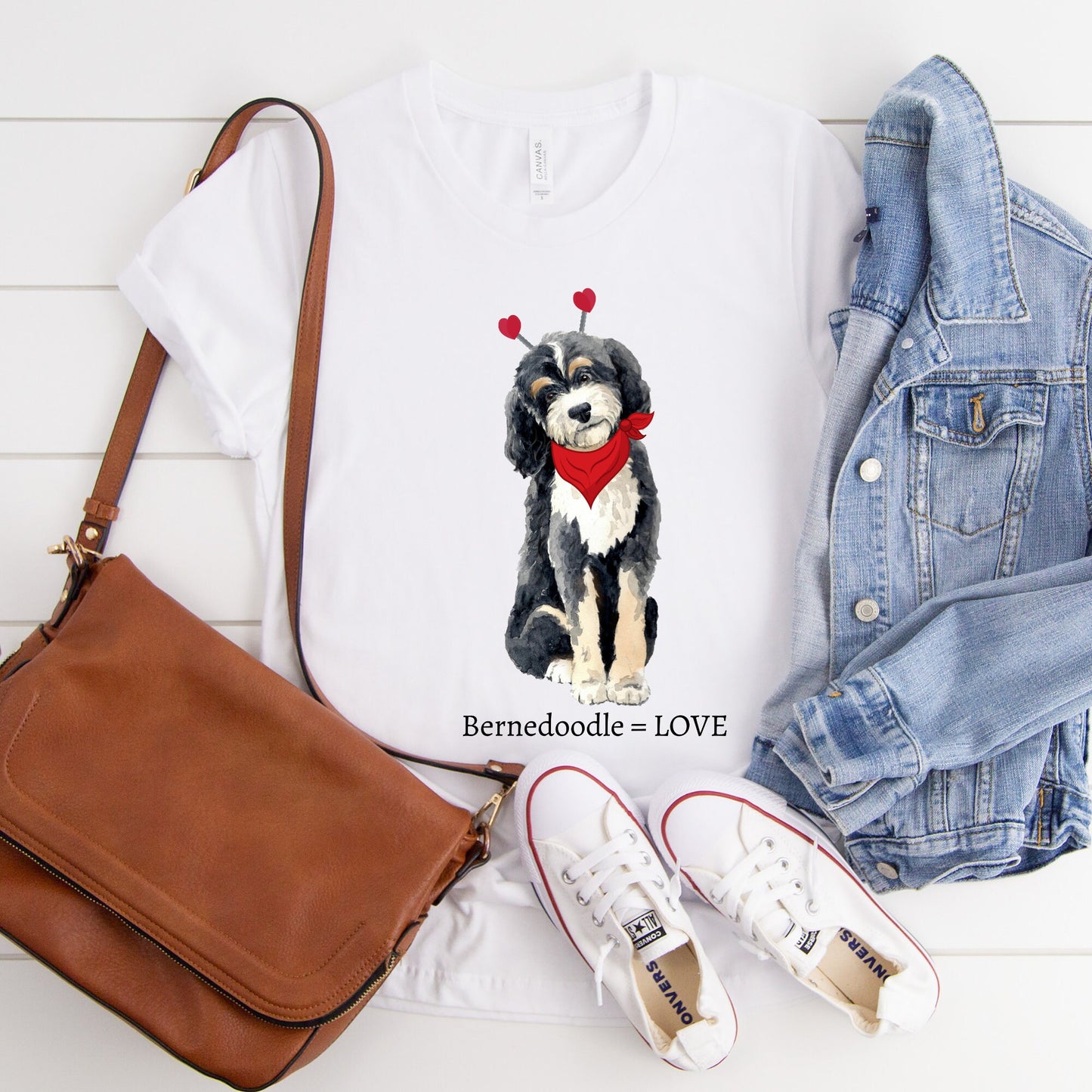 Bernedoodle Equals Love Valentine - Short Sleeve Tee, Valentines Day, Dog Lover Gift, Bernedoodle Mom Unisex T-shirt