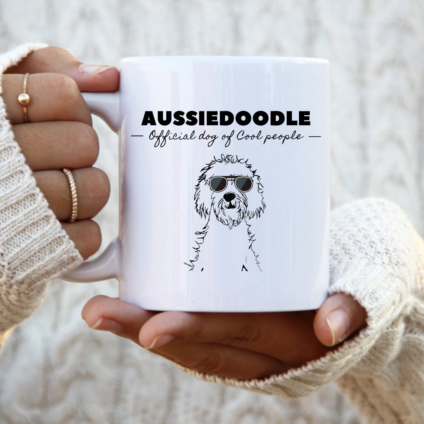 Aussiedoodle Gift - Official Dog Of Cool People Mug -Aussiedoodle Lover, Doodle Mom, Doodle Dad, Fun Gift Idea, White Ceramic Coff