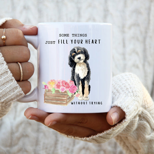 Bernedoodle Mom - Doodle Dog Coffee Mug -- Dog Lover Gift, "Some Things Just Fill Your Heart Without Trying" Mug