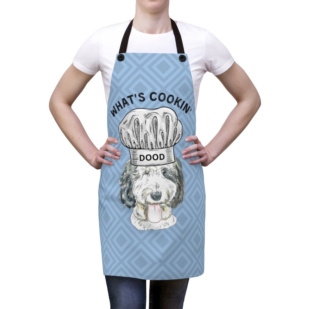 Sheepadoodle Dog Apron - Cooking Baking Apron For Doodle Dad, Doodle Mom  -Doodle Gift Ideas, Grilling Father's Day Gift