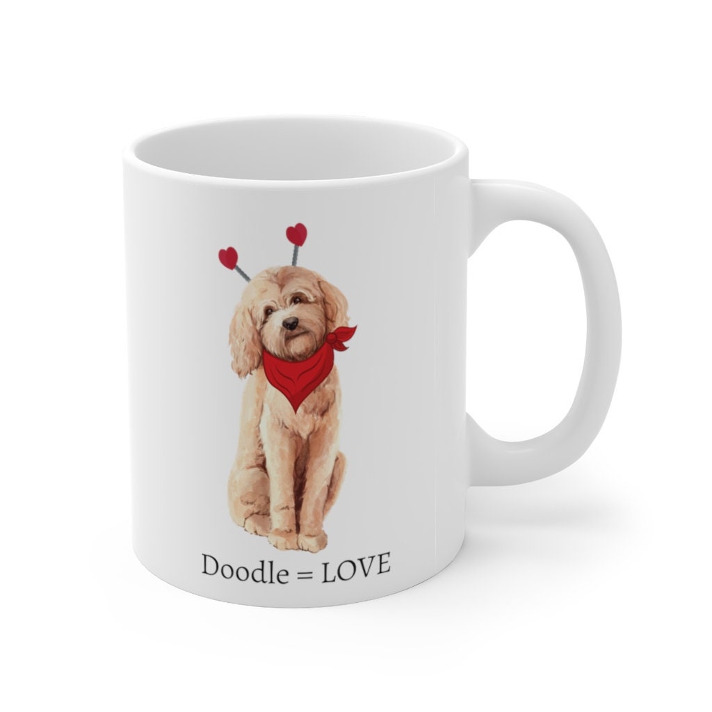 Doodle Dog Valentine Mug - Doodle Equals Love, Goldendoodle Mom, Doodle Lover Gift