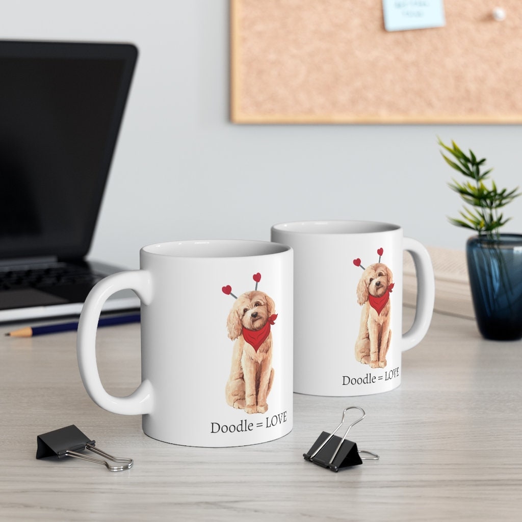 Doodle Dog Valentine Mug - Doodle Equals Love, Goldendoodle Mom, Doodle Lover Gift