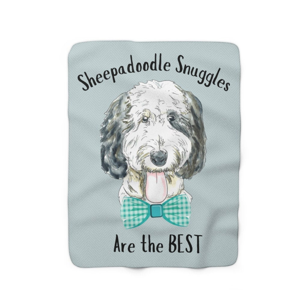 Sheepadoodle Dog Fleece Blanket - Doodle Mom Gift, Dog Lover Blanket, Doodle Lover Gift Idea, Sherpa Fleece