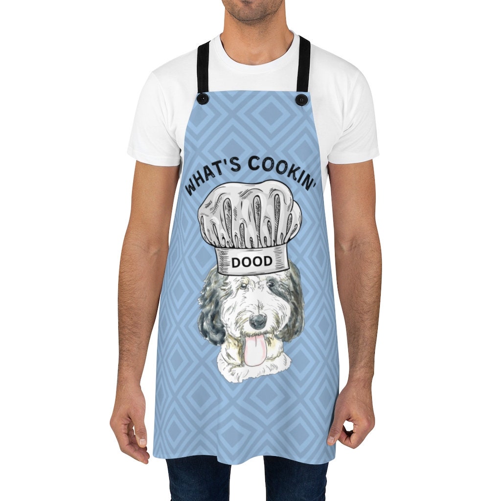 Sheepadoodle Dog Apron - Cooking Baking Apron For Doodle Dad, Doodle Mom  -Doodle Gift Ideas, Grilling Father's Day Gift