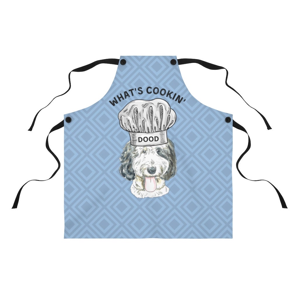 Sheepadoodle Dog Apron - Cooking Baking Apron For Doodle Dad, Doodle Mom  -Doodle Gift Ideas, Grilling Father's Day Gift