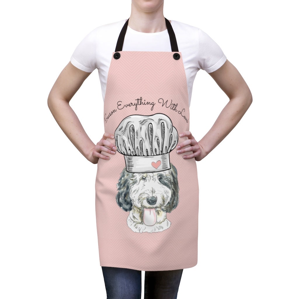 Sheepadoodle Dog Apron - Cooking Baking Apron For Doodle Mom- Doodle Mama -Doodle Gift Ideas, Mother's Day Gift