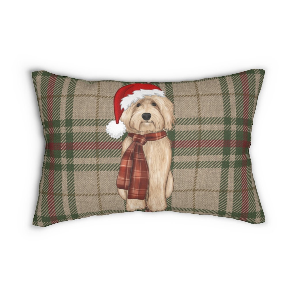 Doodle Dog Holiday Christmas Pillow - Goldendoodle, Labradoodle, Doodle Dog Mom or Dad Gift Idea, Doodle Home Decor