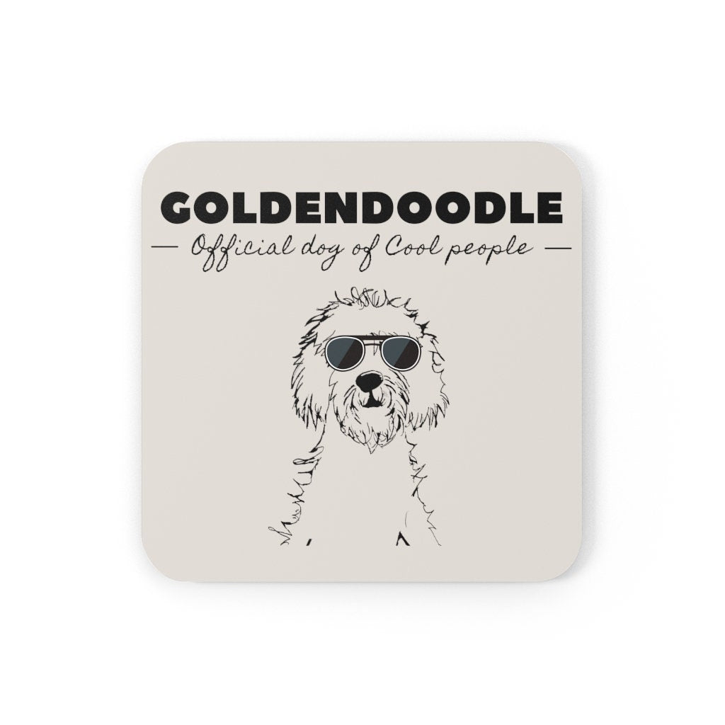 Goldendoodle Gift | Corkwood Coaster Set | Doodle Mom or Dad Gift | Goldendoodle Official Dog of Cool People | Funny Doodle Home D