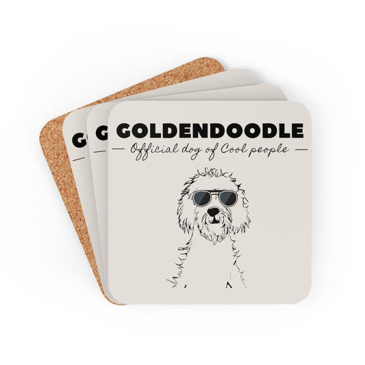 Goldendoodle Gift | Corkwood Coaster Set | Doodle Mom or Dad Gift | Goldendoodle Official Dog of Cool People | Funny Doodle Home D