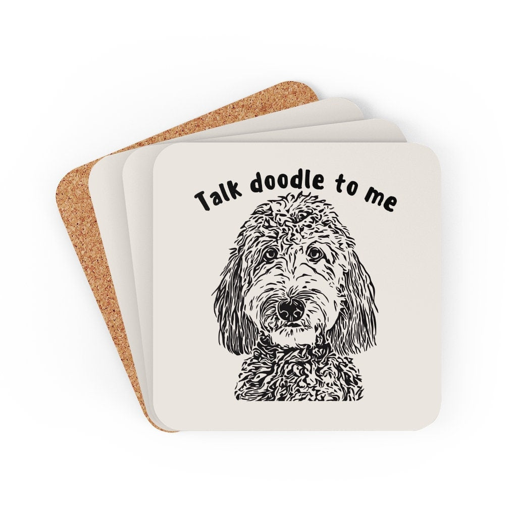 Doodle Dog Gift | Corkwood Coaster Set | Doodle Mom or Dad Gift | Talk Doodle to Me | Funny Doodle Home Decor | Set of 4