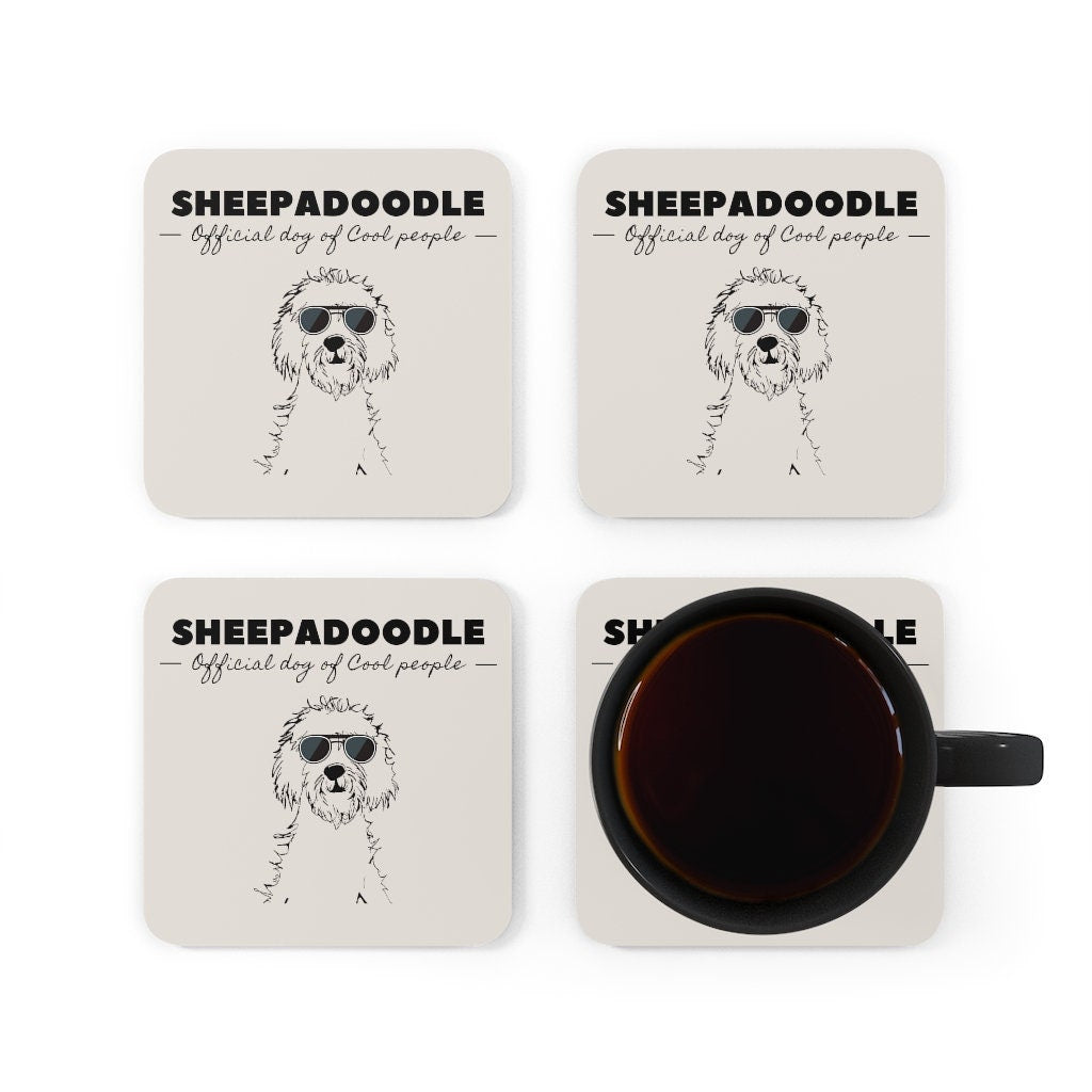 Goldendoodle Gift | Corkwood Coaster Set of 4 | Doodle Mom or Dad Gift | Goldendoodle Official Dog of Cool People | Funny Doodle H