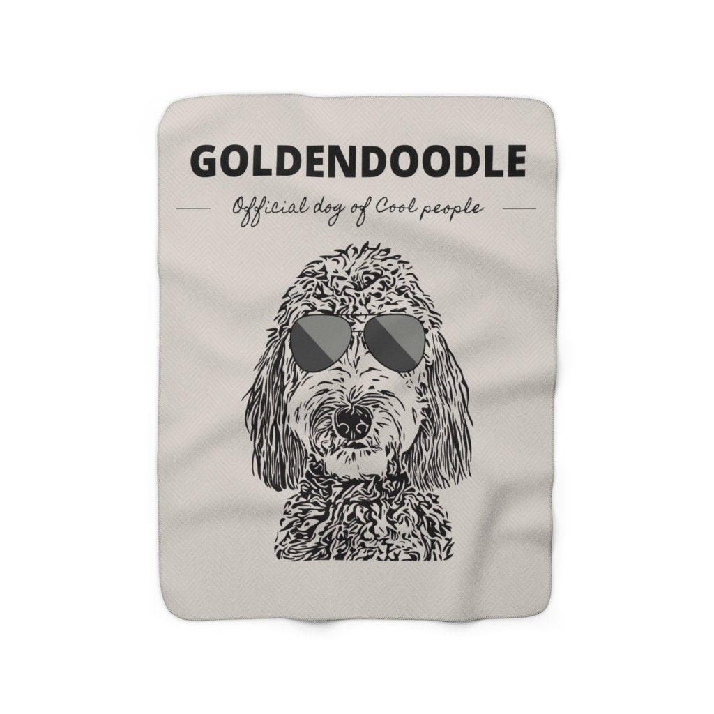 Goldendoodle Dog Blanket | Official Dog of Cool People | Goldendoodle Mom or Dad Gift | Funny Dog Gift | Sherpa Fleece Fluffy - Wa