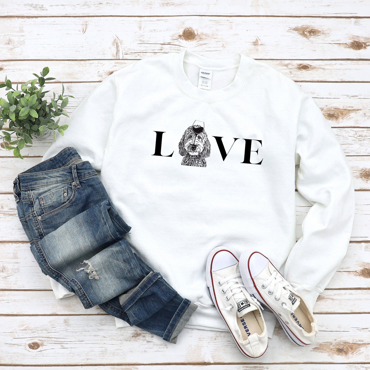 Doodle Love - Wine Sweatshirt |Goldendoodle |Labradoodle |Aussiedoodle |Sheepadoodle |Bernedoodle | Unisex Heavy Blend Crewneck Sw