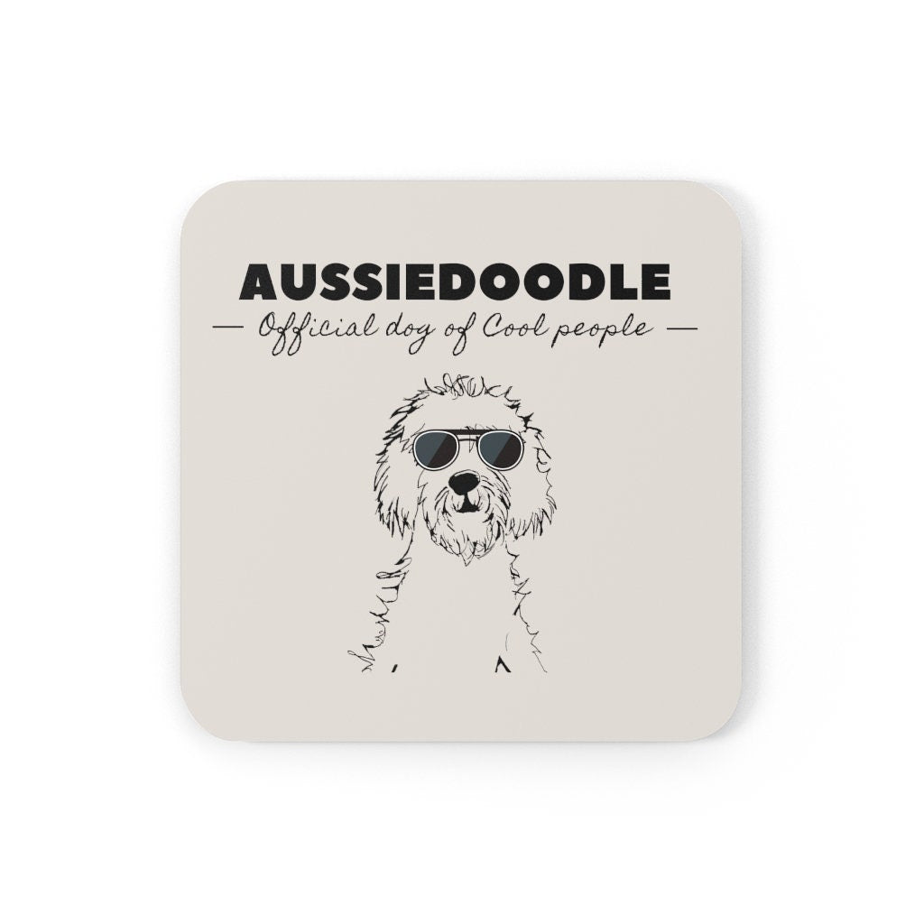 Aussiedoodle Gift | Corkwood Coaster Set | Doodle Mom or Dad Gift | Aussiedoodle Official Dog of Cool People | Funny Doodle Home D