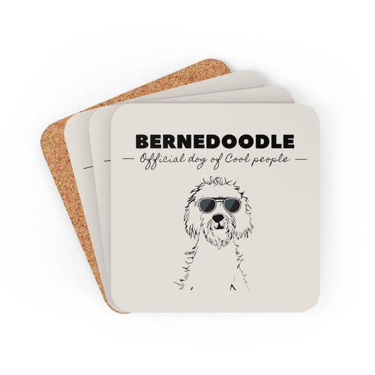 Bernedoodle Gift | Corkwood Coaster Set | Doodle Mom or Dad Gift | Bernedoodle Official Dog of Cool People | Funny Doodle Home Dec