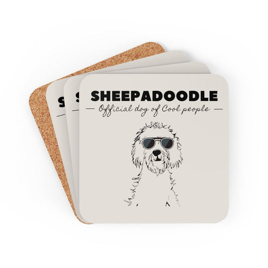 Goldendoodle Gift | Corkwood Coaster Set of 4 | Doodle Mom or Dad Gift | Goldendoodle Official Dog of Cool People | Funny Doodle H