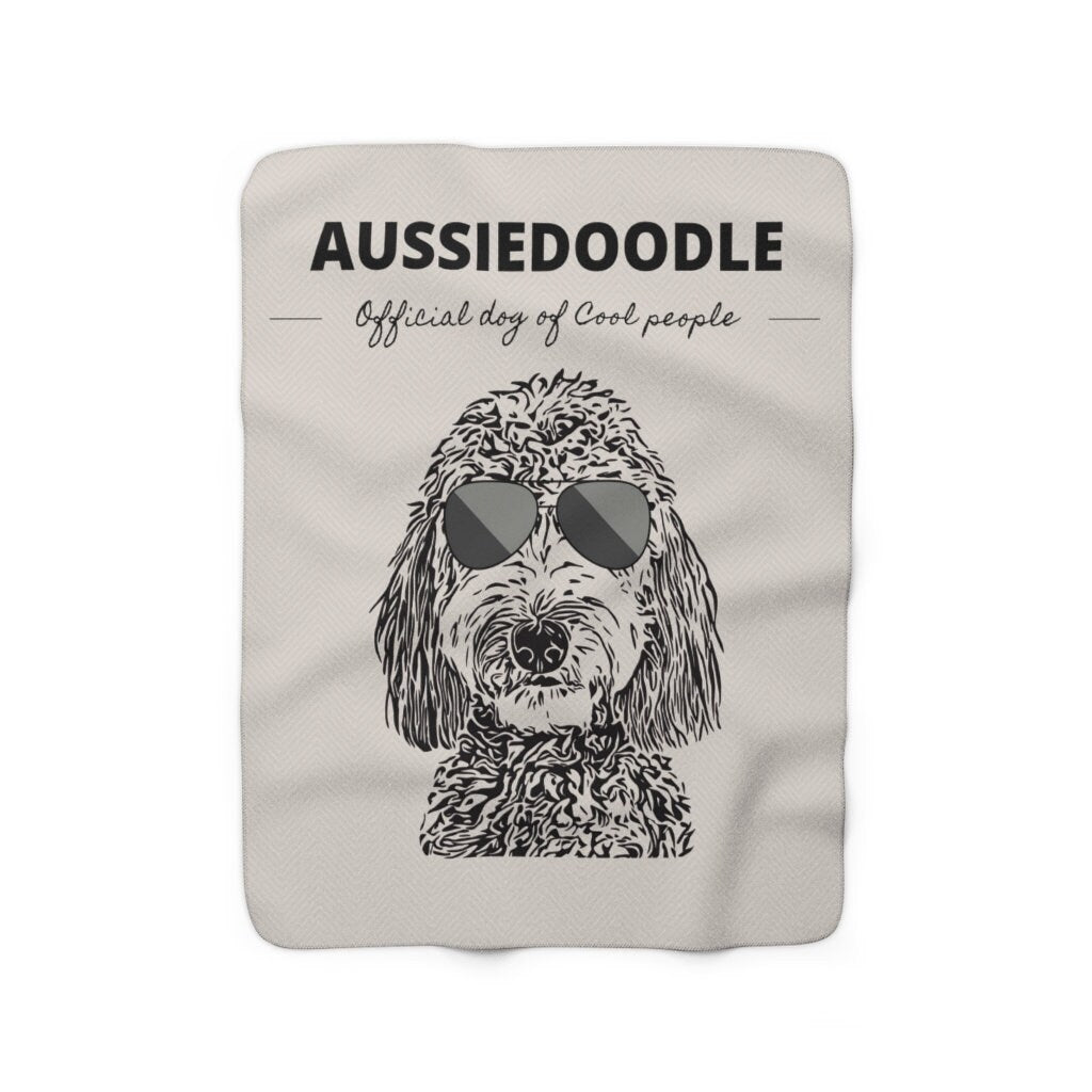 Aussiedoodle Dog Blanket | Official Dog of Cool People | Doodle Mom or Doodle Dad Gift | Aussiedoodle | Sherpa Fleece Fluffy - War