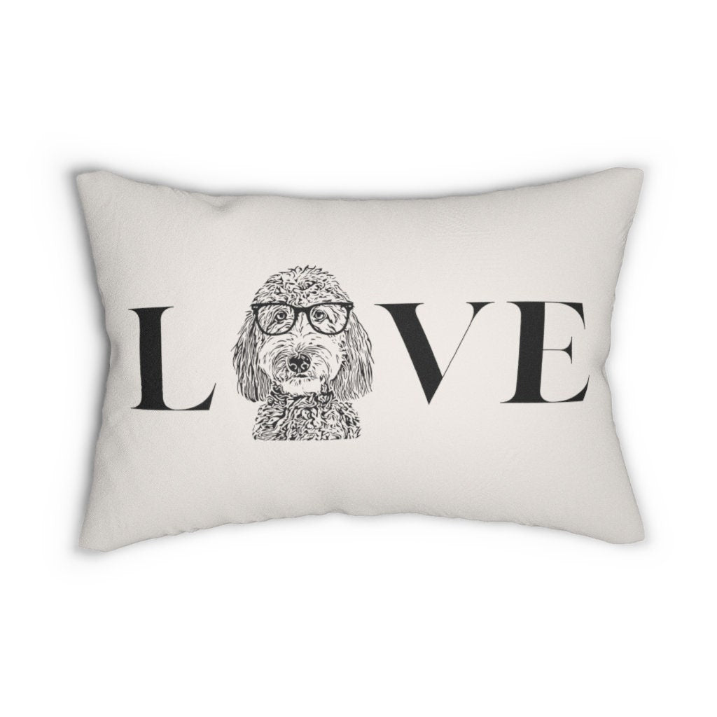 Doodle Gift LOVE/Wine Pillow | Doodle Mom Gift | Doodle Dad Gift | Goldendoodle | Bernedoodle | Labradoodle | Aussiedoodle | Sheep