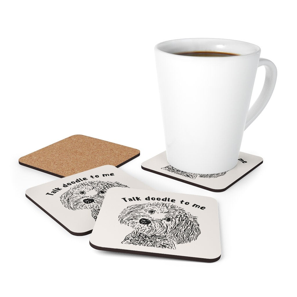 Doodle Dog Gift | Corkwood Coaster Set | Doodle Mom or Dad Gift | Talk Doodle to Me | Funny Doodle Home Decor | Set of 4