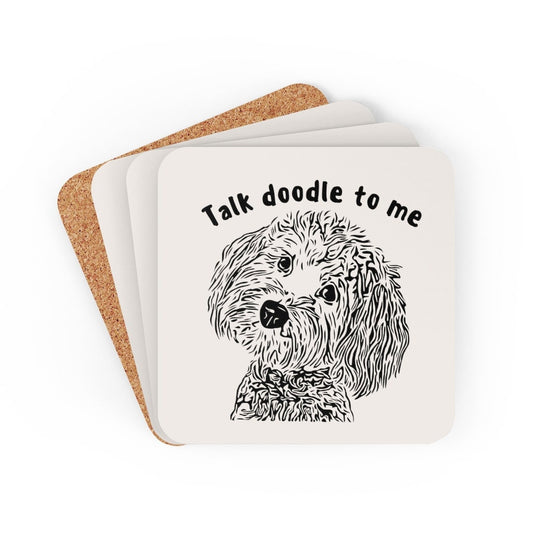 Doodle Dog Gift | Corkwood Coaster Set | Doodle Mom or Dad Gift | Talk Doodle to Me | Funny Doodle Home Decor | Set of 4