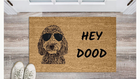 Hey Dood - Hey Dood Doormat | Doodle Mom or Dad |  New Home Decor | Housewarming Gift |  Doodle Lover Welcome Mat