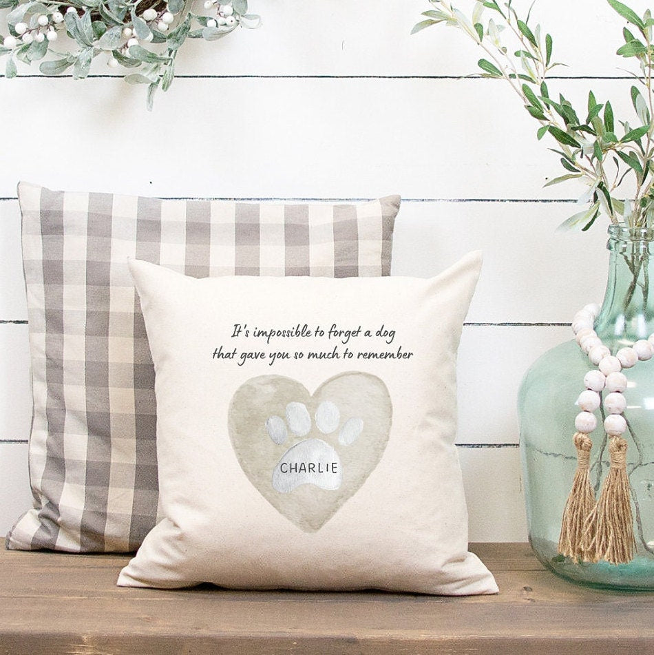 Pet Loss Gift - Personalized Dog Memorial, Dog Sympathy Passing Gift, Custom Dog Memorial Watercolor Best Friend Gift Pillow