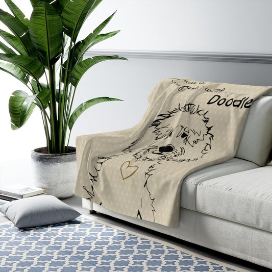 Doodle Dog Gift Blanket - Doodle Lover Gift, Doodle Mom -Doodle Dad, Dog Lover Blanket, Sherpa Fleece Blanket Fluffy and Warm