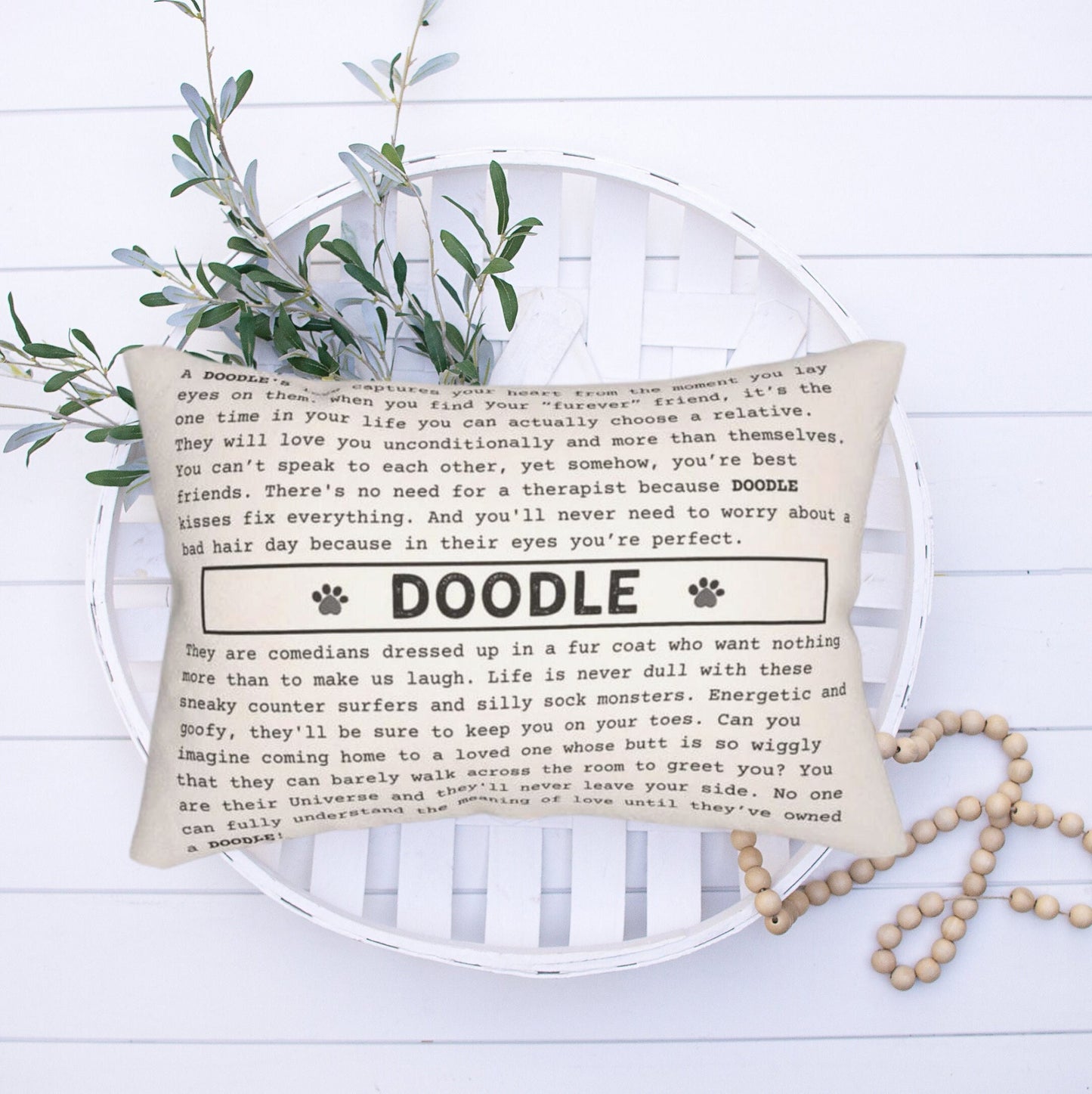 Doodle Dog Pillow - Perfect Gift for Doodle Dog Lover, Doodle Mom & Dad, Treasured Doodle Poem Gift