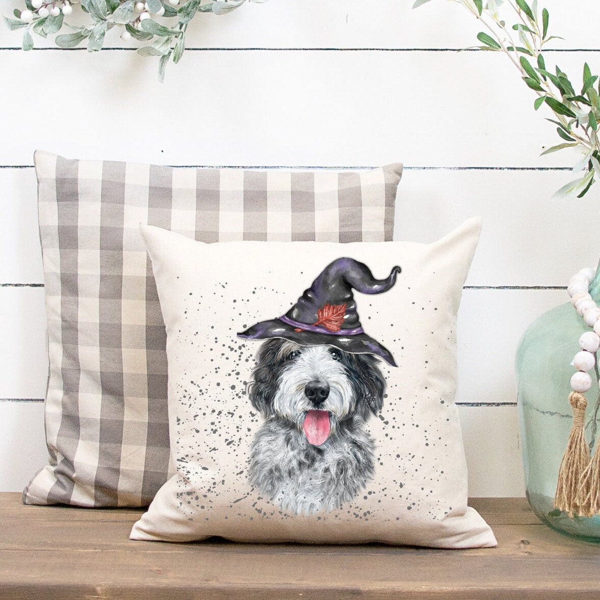 Bernedoodle - Sheepadoodle, Doodle Dog Gift Pillow, Doodle Mom or Dad Gift, Doodle Fall, Autumn Home Decor