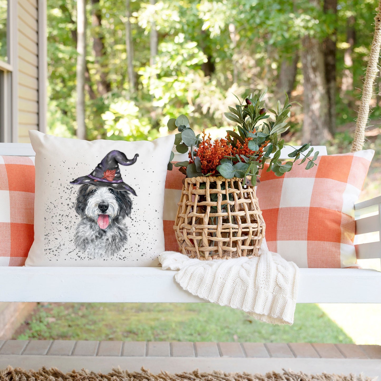 Bernedoodle - Sheepadoodle, Doodle Dog Gift Pillow, Doodle Mom or Dad Gift, Doodle Fall, Autumn Home Decor