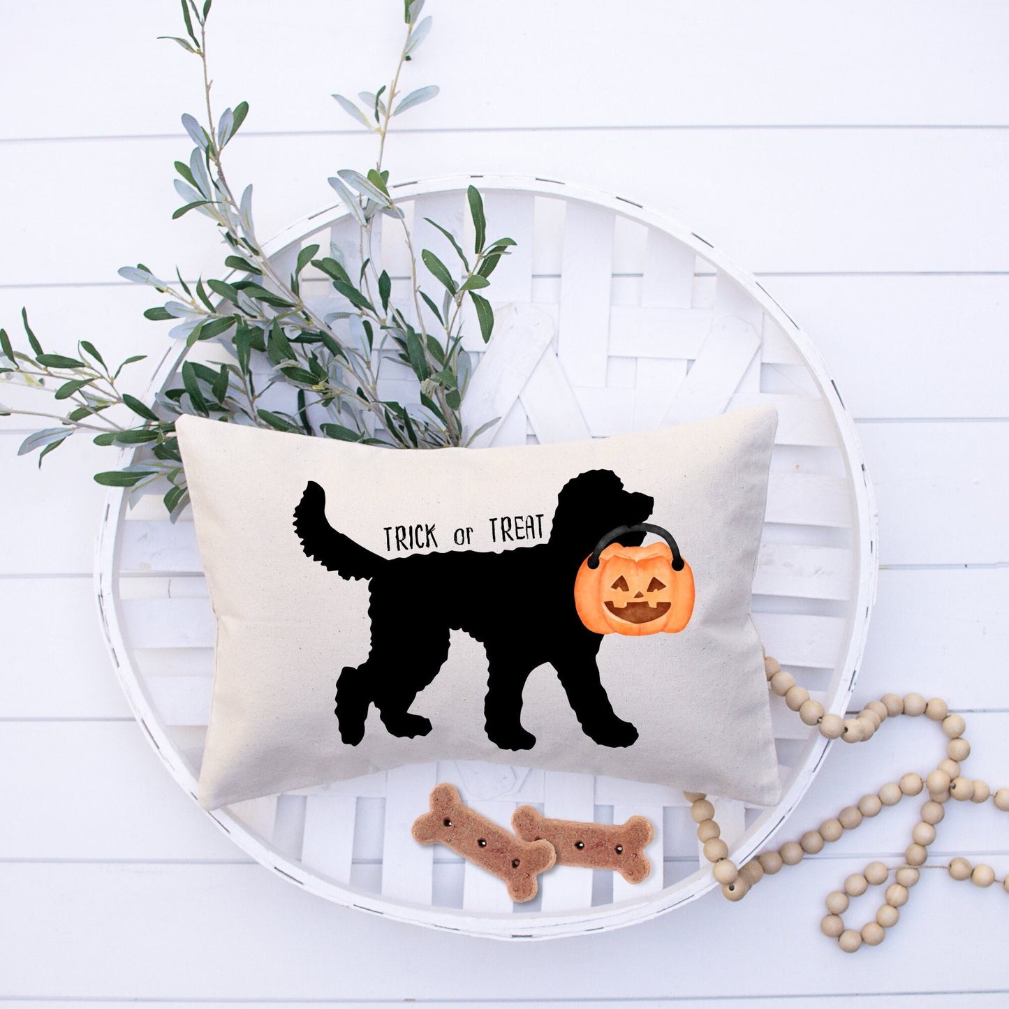 Doodle Dog Halloween Gift Pillow - Goldendoodle, Bernedoodle, Aussiedoodle, Labradoodle, Sheepadoodle and All Doodle Breeds, Doodl