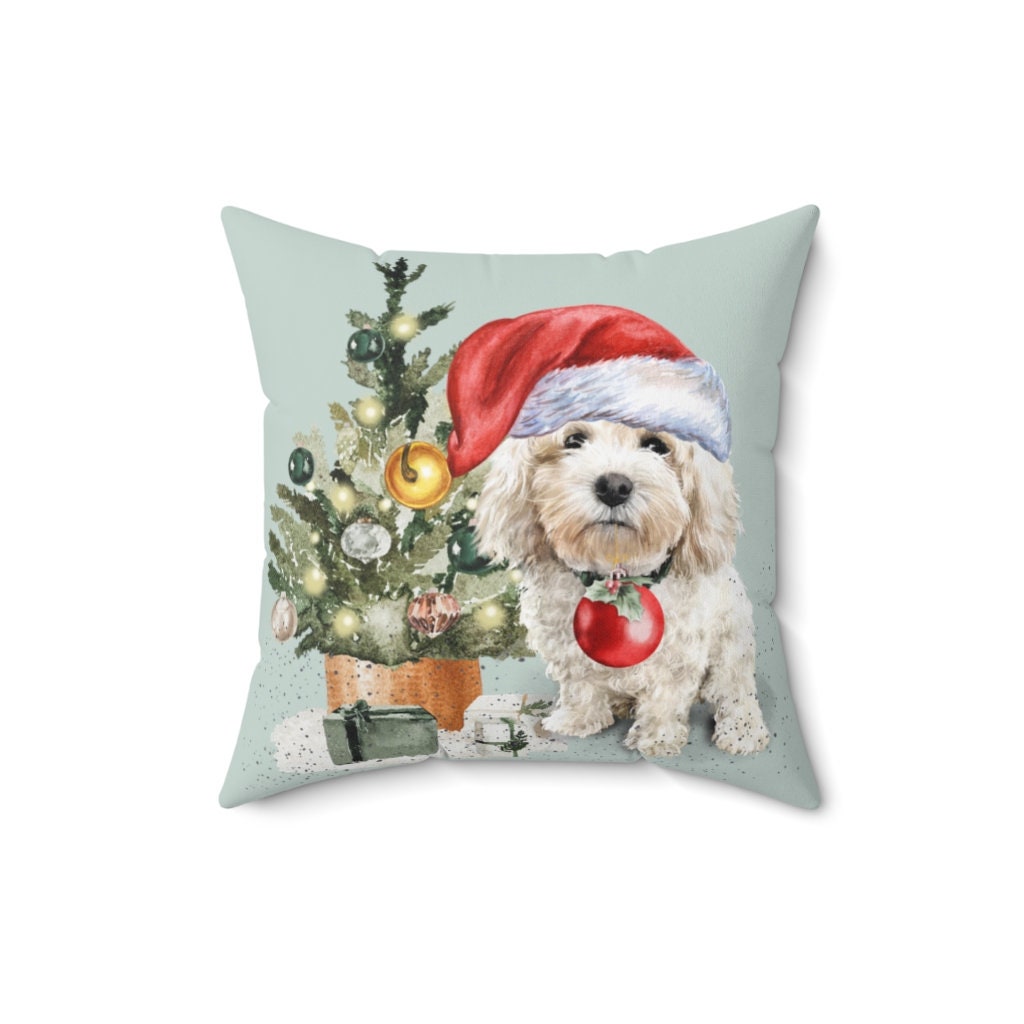 Mini Doodle - Maltipoo, Cavapoo Cavoodle, Christmas Pillow, Doodle Mom Holiday Gift, Doodle Dog Home Decor, Cover and Insert