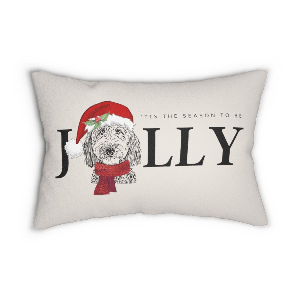 Doodle Dog Christmas Holiday Pillow. Doodle Mom Gift Idea - Goldendoodle, Labradoodle, Bernedoodle, Aussiedoodle, Sheepadoodle & M