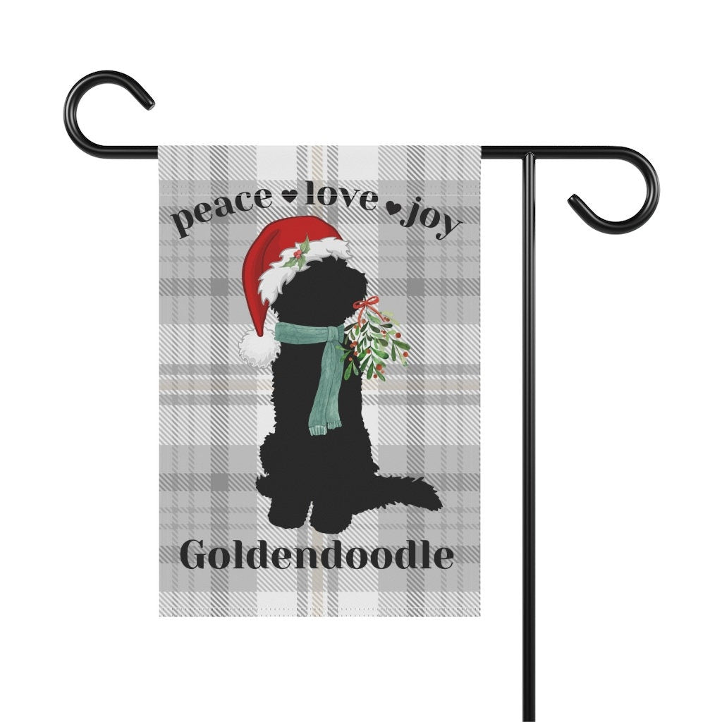 Doodle Dog Christmas Flag - Holiday Gift Idea for Doodle Mom or Dad Owner, Goldendoodle, Bernedoodle, Sheepadoodle Etc. Stand Not