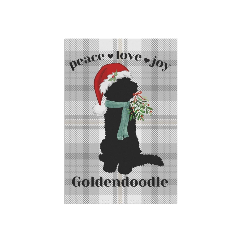 Doodle Dog Christmas Flag - Holiday Gift Idea for Doodle Mom or Dad Owner, Goldendoodle, Bernedoodle, Sheepadoodle Etc. Stand Not