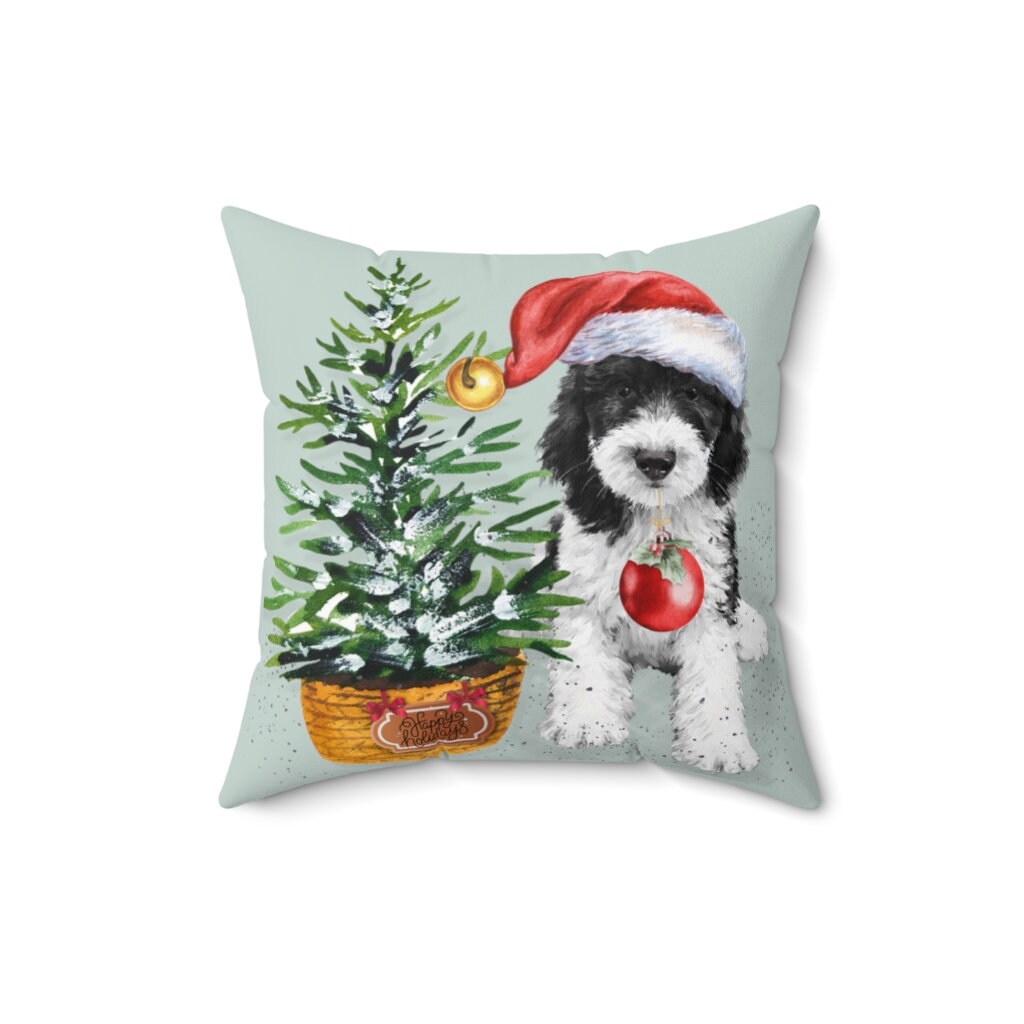 Bernedoodle - Doodle Dog Christmas Throw Pillow, Bernedoodle Mom Holiday Gift, Cover and Insert Included