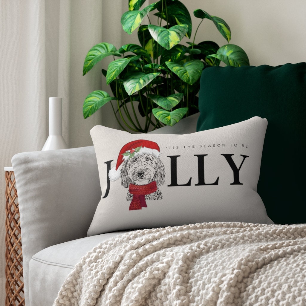 Doodle Dog Christmas Holiday Pillow. Doodle Mom Gift Idea - Goldendoodle, Labradoodle, Bernedoodle, Aussiedoodle, Sheepadoodle & M